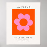 Affiche La Fleur 01 Retro Floral Orange Pink Preppy Flower<br><div class="desc">Abstract Retro Floral Print - La Fleur - Orange And Pink.</div>