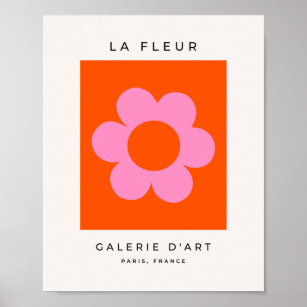 Affiche La Fleur 01 Retro Floral Orange Pink Preppy Flower