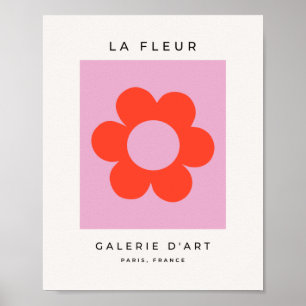 Affiche La Fleur 02 Flower Print Pink Retro Preppy Floral