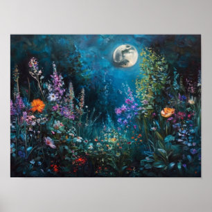 Affiche La Fleur de Minuit : Une Nocturne Lumineuse