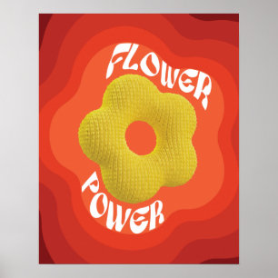 Affiche La fleur jaune est conçue avec un motif tricoté un