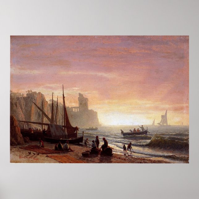Affiche La flotte de pêche d'Albert Bierstadt (Devant)