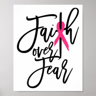 Affiche La foi au sujet de la peur Le cancer du sein crois