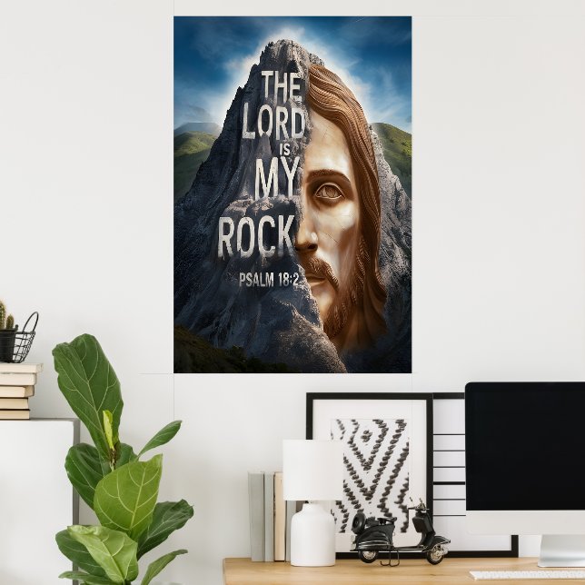 Affiche La Foi Divine : Le Seigneur Est Mon Rocher (Bureau à domicile)