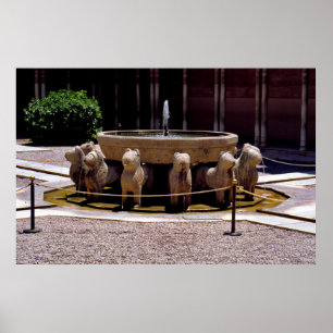 Affiche La fontaine des Lions, l'Alhambra, Grenade,