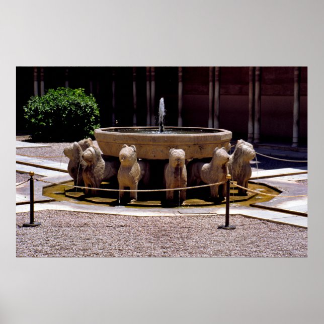 Affiche La fontaine des Lions, l'Alhambra, Grenade, (Devant)