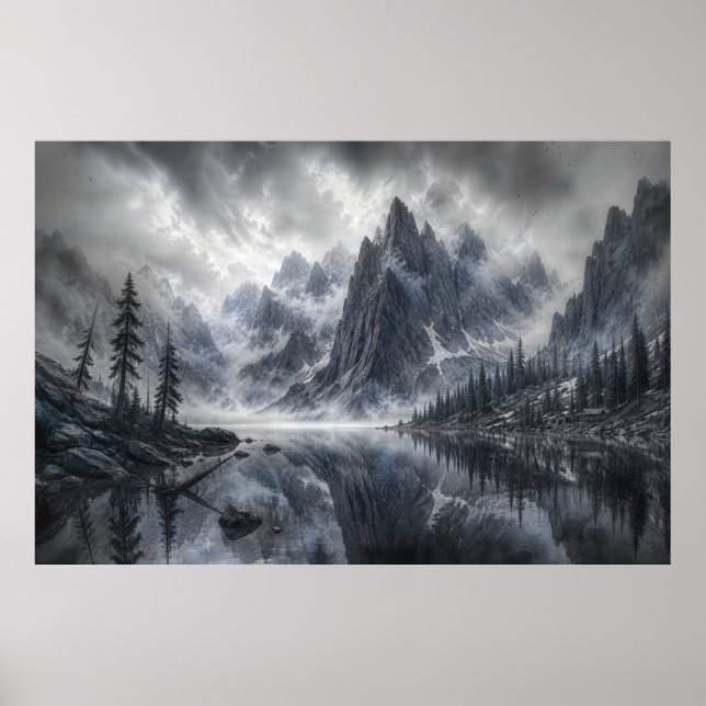 Affiche La Forme du Silence – Paysage Noir et Blanc (Devant)