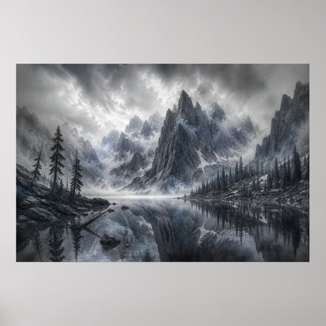 Affiche La forme du silence – Paysage noir et blanc (Devant)