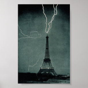 Affiche La foudre frappe la Tour Eiffel