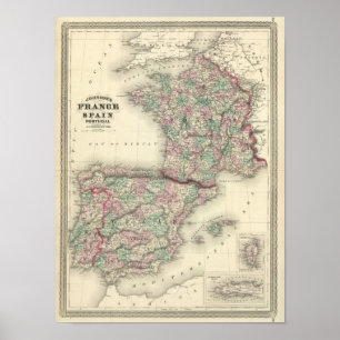 Affiche La France, l'Espagne, et le Portugal