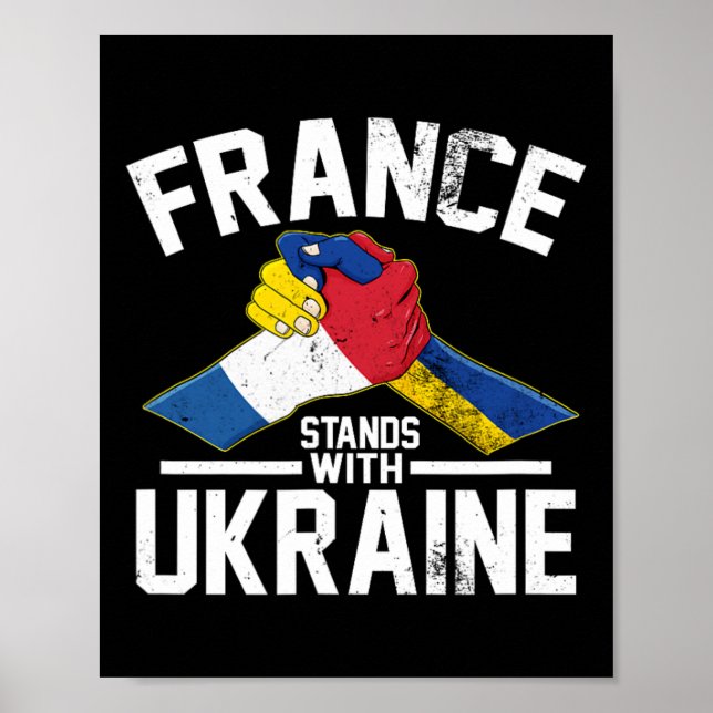 Affiche La France se tient aux côtés de l'Ukraine Drapeau  (Devant)