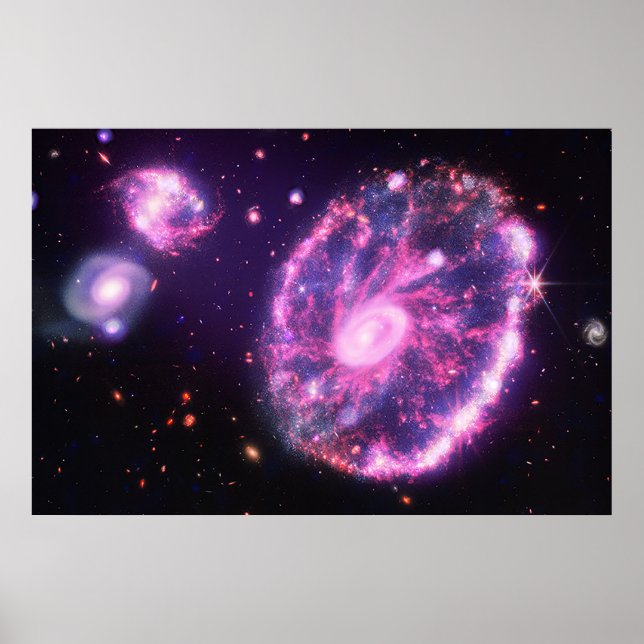 Affiche La Galaxie des roues motrices | Hubble & JWST (Devant)