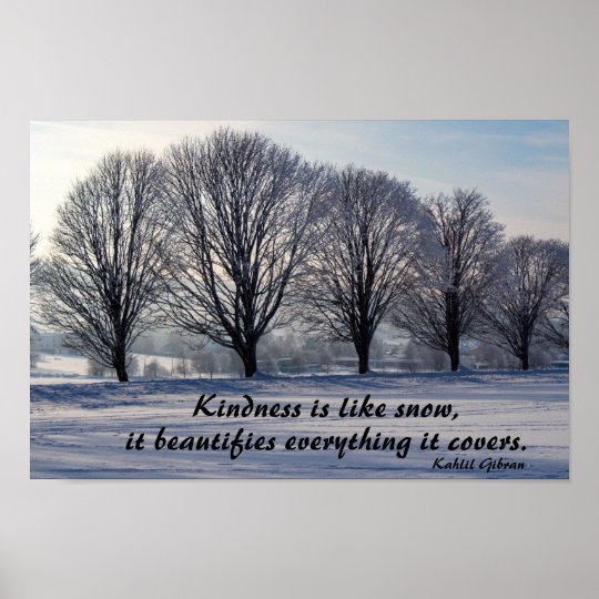 Affiche La Gentillesse Est Comme La Neige Citation De Ka Zazzle Fr