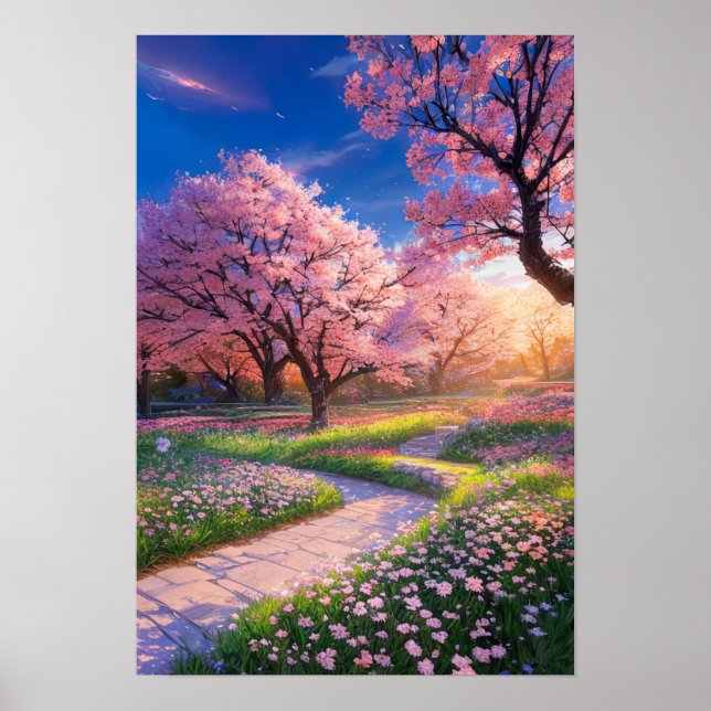 Affiche La gloire du coucher du soleil dans un parc (Devant)