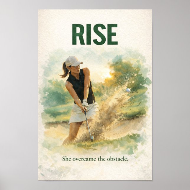 Affiche La golfeuse joue au golf (Devant)