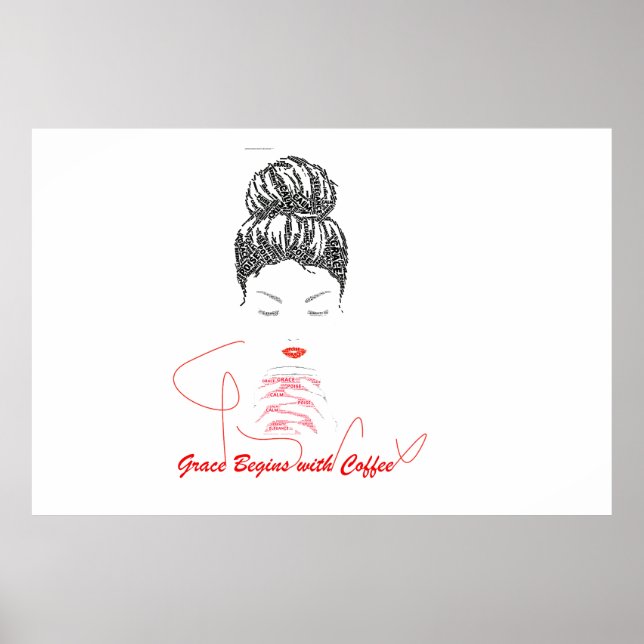 Affiche La grâce commence avec la typographie du café (Devant)