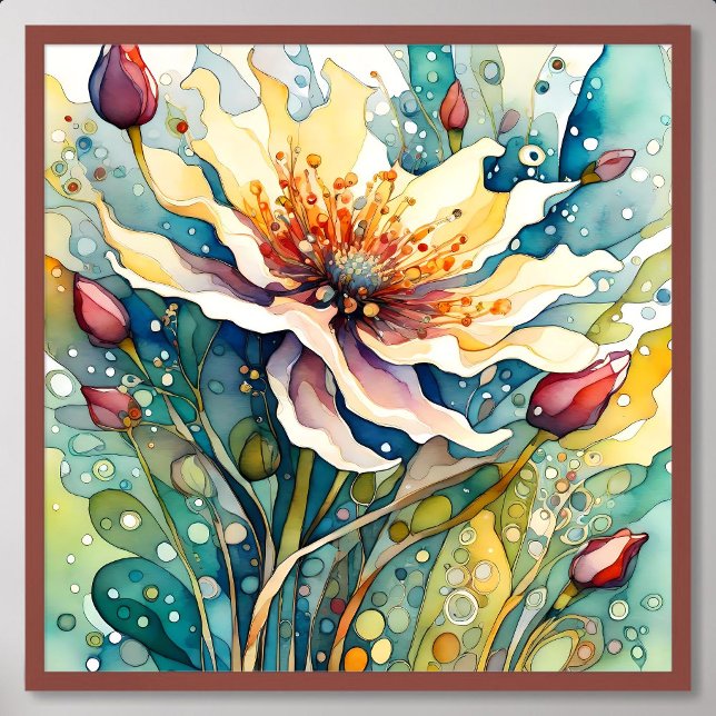 Affiche La grâce naturelle dans la peinture Abstraite capt (Nature Grace in Abstract Captivate Flower Painting)