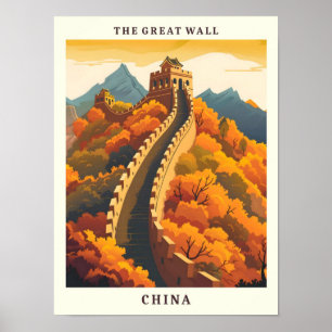Affiche La Grande Muraille Chine Élégant Vintage voyage d'