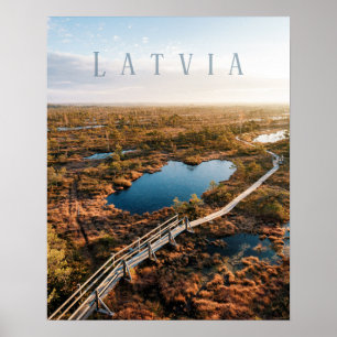 Affiche La grande passerelle du marais de Kemeri, Lettonie