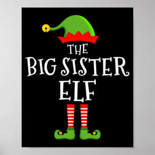 Affiche La grande soeur elfe Noël drôle assorti à la famil
