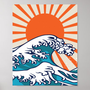 Affiche La Grande vague au large de Kanagawa, vague japona