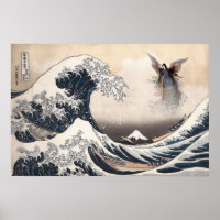 La Grande Vague de Kanagawa avec la Fée de la Lune