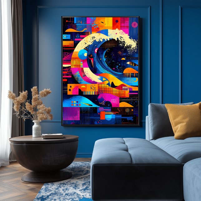 Affiche La Grande Vague réinterprétée en abstraction (Créateur téléchargé)