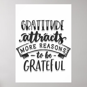 Affiche La Gratitude Attire Plus De Raisons D'Être Reconna