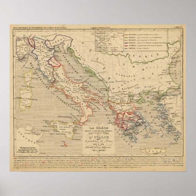 Affiche La Grece, l'Italie, 1190 a 504 av JC (Devant)
