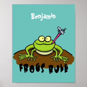 Affiche La grenouille règle drôle dessin de grenouille ver
