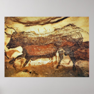 Affiche La grotte préhistorique de Lascaux