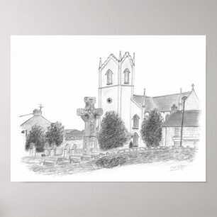 Affiche La Haute Croix et l'église Donaghmore Comté Tyrone