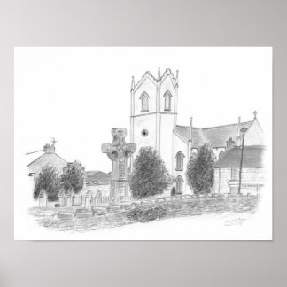 Affiche La Haute Croix et l'église Donaghmore Comté Tyrone