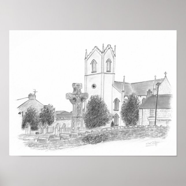 Affiche La Haute Croix et l'église Donaghmore Comté Tyrone (Devant)