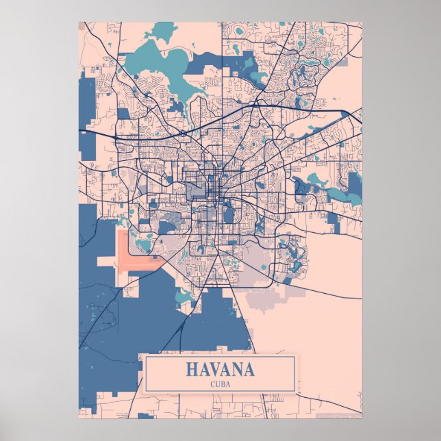 Affiche La Havane - Cuba Breezy City Map (Devant)