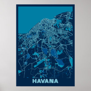 Affiche La Havane - Cuba Carte de la ville de paix