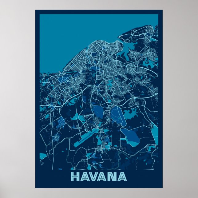 Affiche La Havane - Cuba Carte de la ville de paix (Devant)