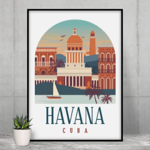 Affiche La Havane Cuba Skyline Vintage