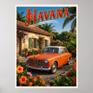 Affiche La Havane Cuba Voiture Ancienne Voyage Tropical