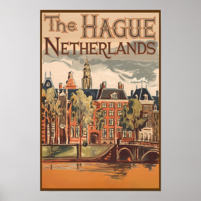 Affiche La Haye Pays-Bas Illustration Voyage Art (Devant)