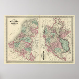 Affiche La Hollande, la Belgique, et la Suisse