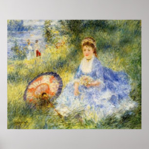 Affiche La jeune femme de Renoir avec un parapluie japonai