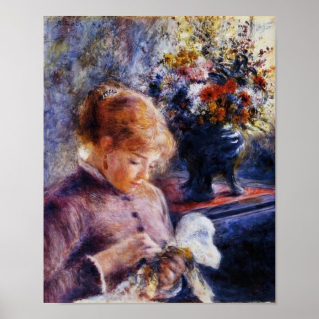 Affiche La jeune femme de Renoir coudre (Devant)