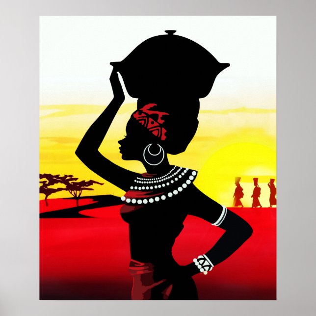 Affiche La jeune fille africaine sur la savane (Devant)