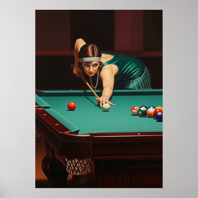 Affiche LA JOUEUSE DE BILLARD (Joueur de billard) (Devant)