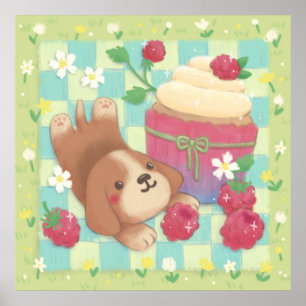 Affiche La journée picnic de Beagle avec cupcake à la fram