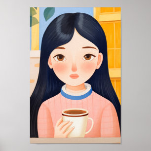 Affiche La joyeuse femme au Café