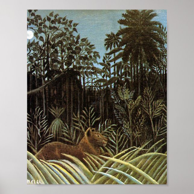 Affiche La jungle avec le lion d'Henri Rousseau (Devant)