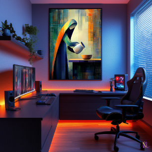 Affiche La Laitière - Cubiste Inspirée de Vermeer