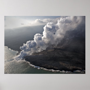 Affiche La lave rencontre la mer - Hawaï